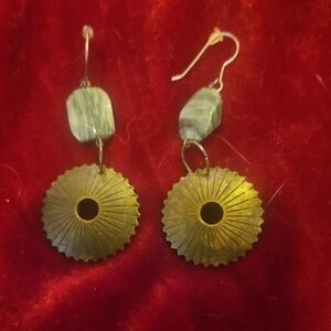 Elegant Gold and Green Dangle Earrings